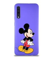 Samsung Galaxy A50S Soft Premier Kapak Mickey Mouse-D Tasarımlı Silikon Kılıf - Mor (Şeffaf)