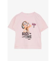 Breeze Kız Çocuk Tişört Havalı Rockçı Kız Baskılı 9-16 Yaş, Pembe