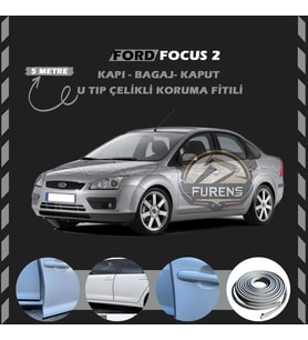 Ford Focus 2 Oto Araç Kapı Koruma Fitili 5metre Parlak Gri Renk