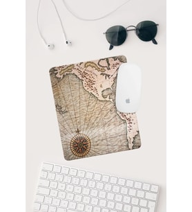 Eski Harita Çizimli Bilek Destekli Dikdörtgen Mouse Pad Mouse Altlığı.