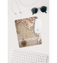 Eski Harita Çizimli Bilek Destekli Dikdörtgen Mouse Pad Mouse Altlığı.