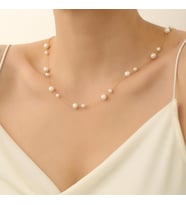 925 Ayar Gümüş White Tatlısu İncisi Kolye-7-5mm (Gold)