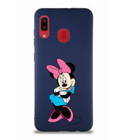Samsung Galaxy A20 Soft Premier Kapak Minnie Mouse-D Tasarımlı Silikon Kılıf - Lacivert (Şeffaf)