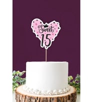 Sweet 15 pembe-siyah Pasta Süsü *Kalın Kağıt
