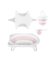 Katlanır Bebek Yıkama Banyo Seti 4 Parça (Pembe)