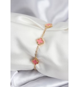 316L Çelik Gold Renk Pembe Baby Boy Yonca Kadın Bileklik 5886 - HPSBYI6154-5160