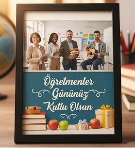 Kişiye Özel Öğremenlere Özel Öğretmenler Gününüz Kutlu Olsun Temalı Siyah Masaüstü Fotoğraf Çerçevesi Anlamlı Hediye Anı Hediyesi