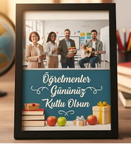Kişiye Özel Öğremenlere Özel Öğretmenler Gününüz Kutlu Olsun Temalı Siyah Masaüstü Fotoğraf Çerçevesi Anlamlı Hediye Anı Hediyesi