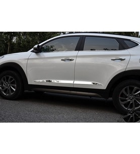 Hyundai Tucson  (2015-2017) Krom Yan Kapı Çıtası 4 Parça Paslanmaz Çelik Geniş Model