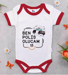 BK Kids Polis Olucam Tasarımlı Kırmızı Bebek Body Zıbın-1