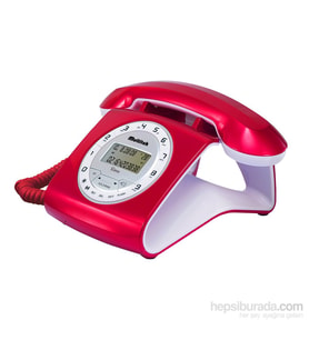 RETRO CID Masa Telefonu - Kırmızı (Kırmızı-Beyaz)
