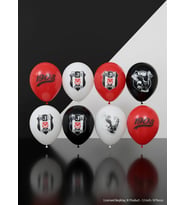 Beşiktaş Lisanslı Balon Seti 12 İnç 8'li Paket Siyah Beyaz Parti Süsleme Balonu