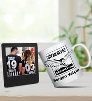 Kişiye Özel Şampiyon Siyah Beyaz Kupa & Siyah Renk İnstagram Çerçeve Hediye Seti