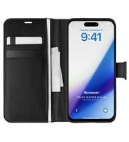 Microsonic Apple iPhone 15 Kılıf Delux Leather Wallet Siyah (Siyah)