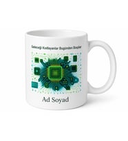 Mikroçip Desenli Geleceğin Teknolojisi Robotik Mühendisi Kupa Bardak Hediye