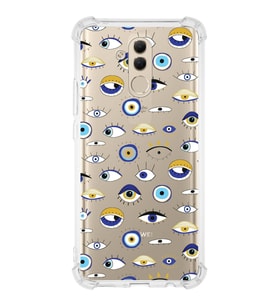 PrintiFy Huawei Mate 10 Lite Uyumlu Nazar Boncuğu 2 Baskılı Şeffaf Köşe Korumalı Antişok Kılıf