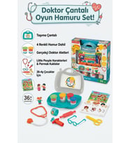 Little People Çantalı Doktor Muayene Seti ve 4 Renkli Oyun Hamuru