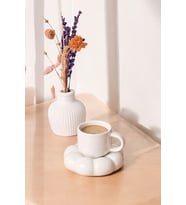 Mithra Life 95 ML Papatya Şekilli Seramik Beyaz Türk Kahvesi Fincan Takımı MIT1156