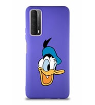 Huawei P Smart 2021 Soft Premier Kapak Donald Duck-A Tasarımlı Silikon Kılıf - Mor (Şeffaf)