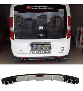 Fiat Doblo D3 D4 Difüzör Arka Tampon Eki 4 Egzoz Çıkışlı Gri