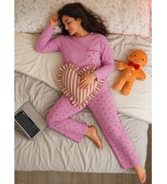 Kadın 8940-7 Waffle Pijama Takımı