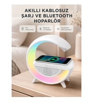 Mey İthalat® Kablosuz Şarjlı Bluetooth Hoparlör ve Gece Lambası – NFC, FM Radyo, RGB Işık