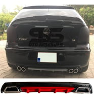 Volkswagen Polo Mk4 Difüzör Arka Tampon Eki 2 Egzoz Çıkışlı Kırmızı Lüx Tip