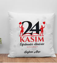 BK Gift Kişiye Özel Öğretmenler Günü Beyaz Kırlent Yastık- 11, Öğretmene Hediye, Öğretmenler Günü