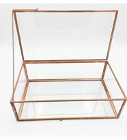 Cam Dikdörtgen Söz Nişan Çok Amaçlı Kutu 25x15x8 Cm (Bakır)