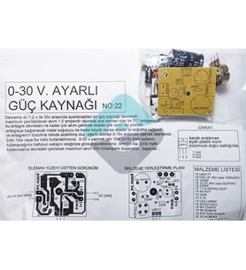 Güç Kaynağı 1,5A 0-30V Demonte Kit Kendin Yap
