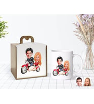BK Gift Kişiye Özel Ahşap Kutuda Sevgililer Karikatürlü Beyaz Kupa Bardak-12