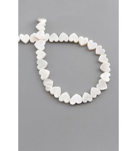 Sedef Doğal Taş Parlak Beyaz Kalp Kesim 8x3mm Dizi [AA]