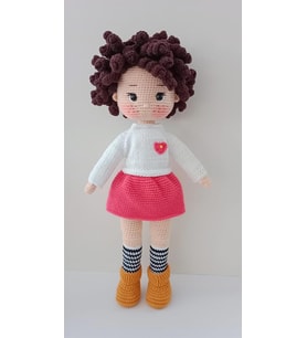 Bukle Saçlı Bebek Amigurumi Organik Oyuncak