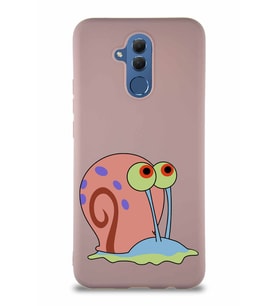 Huawei Mate 20 Lite Soft Premier Kapak Salyangoz Gary Tasarımlı Silikon Kılıf - Pudra (Şeffaf)