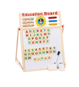 Çocuk Manyetik Yazı Tahtası Ahşap Eğitim Türkçe Matematik Öğrenme (Karışık)