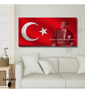 Panoramik Kanvas Makam Panosu Atatürk Sözleri ‘’Hayatta en hakiki mürşit ilimdir. ‘’