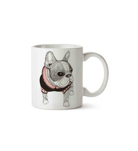 French Bulldog Pug Boston Terrier Porselen Kupa Bardak