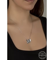 Union Swarovski Crystal Kadın Beyaz Kuğu Gümüş Kolye
