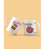 Best Friends Kahve Donut Tasarım 2'li Kupa Seti (Beyaz)