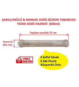 Sosis Silikon Tabancası Yedek Şeffaf Sosis Haznesi - Uzun 600ml