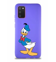 Samsung Galaxy A02S Soft Premier Kapak Donald Duck-D Tasarımlı Silikon Kılıf - Mor (Şeffaf)