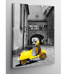 Kanvas Tablo Sarı Vespa Scooter