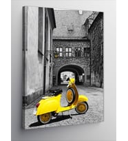 Kanvas Tablo Sarı Vespa Scooter