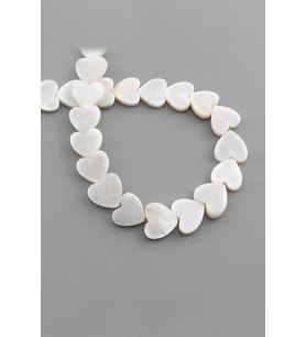 Sedef Doğal Taş Parlak Beyaz Kalp Kesim 13x3mm Dizi [AA]