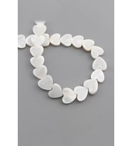Sedef Doğal Taş Parlak Beyaz Kalp Kesim 13x3mm Dizi [AA]