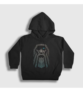 Presmono Unisex Çocuk Siyah Odin Vikings Kapüşonlu Sweatshirt 222081tt