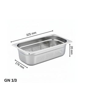 ÜRET Delikli Gastronom Küvet GN 1/3 20 mm 0,75 lt