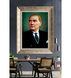 Gümüş Çerçeveli Atatürk Tablo za434