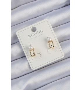 Xuping Gold Renk İnci Taşlı Halka Küpe 5886