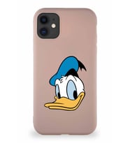 Apple iPhone 11 Soft Premier Kapak Donald Duck-B Tasarımlı Silikon Kılıf - Pudra (Şeffaf)